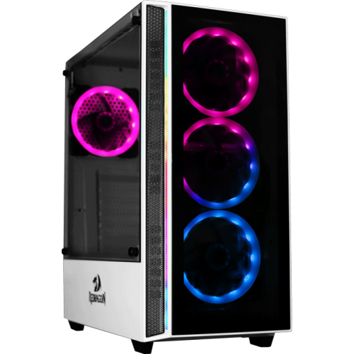 Gabinete Gamer Redragon Grapple, Mid Tower, Vidro Temperado, White, GC-607WH, Sem Fonte, Sem Fan
