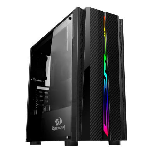 Gabinete Gamer Redragon Scalpel, Mid Tower, RGB, Vidro Temperado, Black, ATX, Sem Fonte, Sem Fans, GC-520