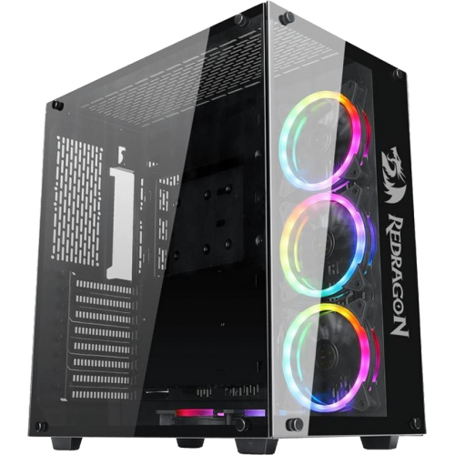 Gabinete Gamer Redragon Wideload, Mid Tower, Vidro Temperado, Black, Sem fonte, Sem fan, GC-802-1