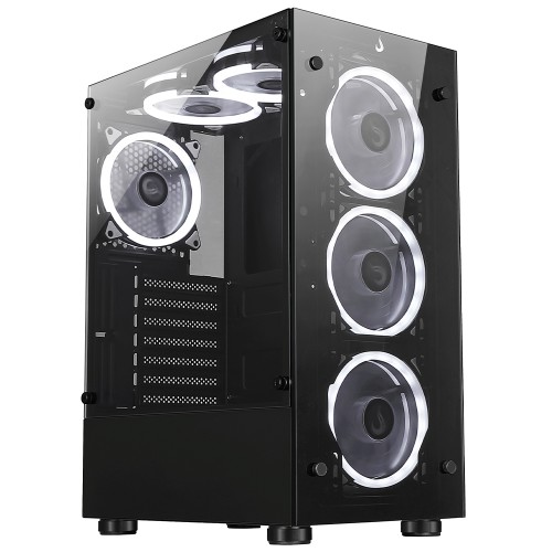 Gabinete Gamer Rise Mode Glass 06X Black, Mid Tower, Vidro Temperado, ATX, Sem Fonte, Sem Fan, Preto, RM-CA-06X-FB