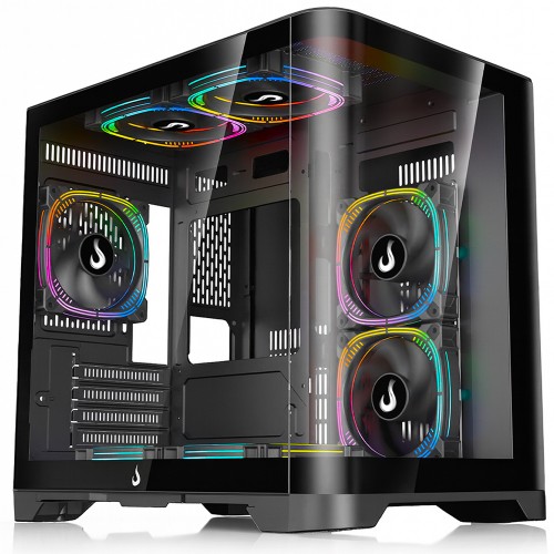 Gabinete Gamer Rise Mode Galaxy Curved, Mid Tower, Vidro Temperado, mATX, Sem Fonte, Sem Fan, Preto, RM-GA-GC-FB