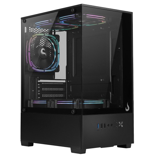 Gabinete Gamer Rise Mode Prisma Glass 01, Mid Tower, Vidro Temperado, mATX, Sem Fonte, Sem Fan, Preto, RM-CA-PRS-01-FB