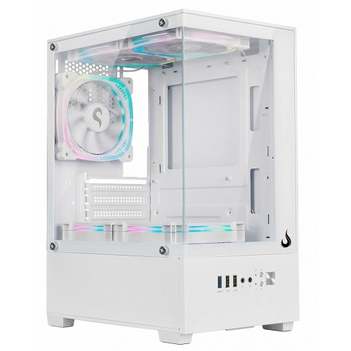 Gabinete Gamer Rise Mode Prisma Glass 01 White, Mid Tower, Vidro Temperado, mATX, Sem Fonte, Sem Fan, Branco, RM-CA-PRS-01-FW