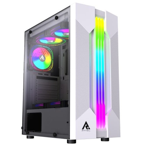 Gabinete Gamer Ryvel Infinity, Mid Tower, Acrílico, ATX, Sem Fonte, Sem Fan, Branco, LC-58 WHITE - OPEN BOX