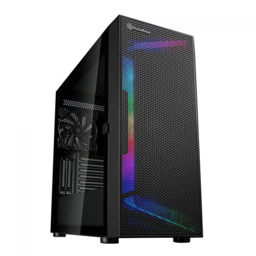 Gabinete Gamer SilverStone Seta H1, Mid Tower, painel Mesh ARGB, Vidro Temperado, Black, Sem fonte, Com 3 Fans, SST-SEH1B