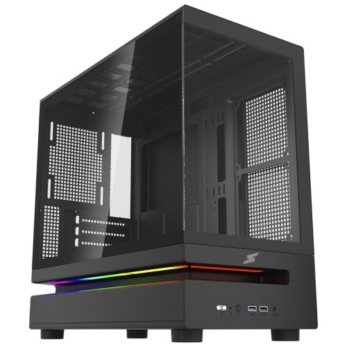 Gabinete Gamer SuperFrame Flow 500, RGB, Mid Tower, Vidro Temperado, M-ATX, Sem Fans, Preto, SF-CS-FLW50MSBNSF