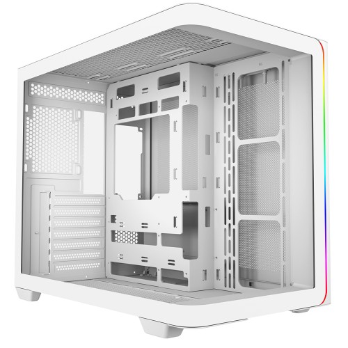 Gabinete Gamer SuperFrame Power Cube Cristal, Mid Tower, Vidro Temperado, ATX, RGB, Sem Fans, Branco, SF-CS-CRMAW0F