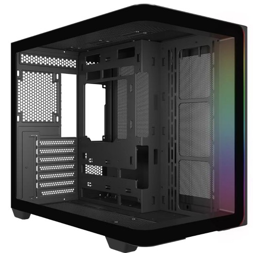 Gabinete Gamer SuperFrame Power Cube Cristal, Mid Tower, Vidro Temperado, ATX, RGB, Sem Fans, Preto, SF-CS-CRMAB0F