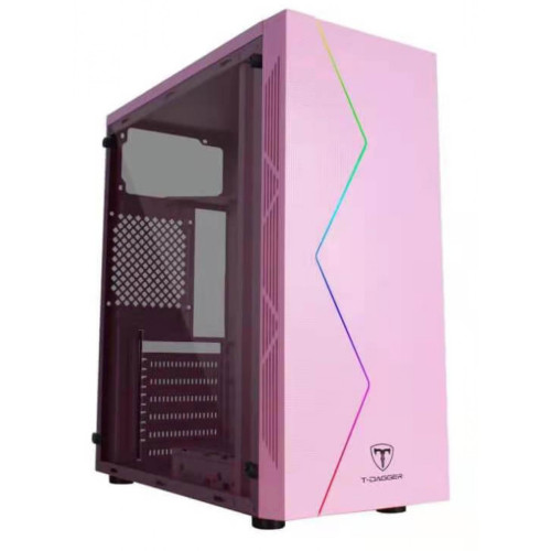 Gabinete Gamer T-Dagger P03P, Mid Tower, RGB, Pink, ATX, Sem Fonte, Sem Fan, TGC-P03P