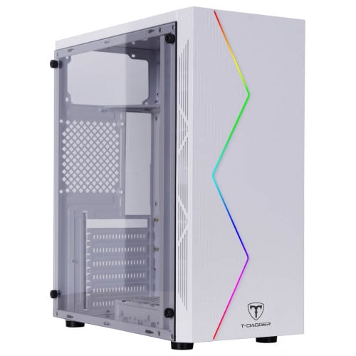 Gabinete Gamer T-Dagger P03W, Mid Tower, RGB, White, ATX, Sem Fonte, Sem Fan, TGC-P03W