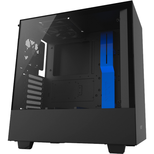 Gabinete Gamer NZXT H500, Mid Tower, Com 2 Fans, Vidro Temperado, Black-Blue, Sem Fonte, CA-H500B-BL
