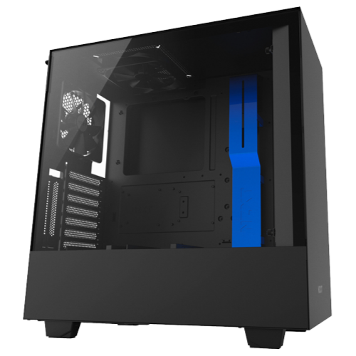 Gabinete Gamer NZXT H500I, Mid Tower, Com 2 Fans, Vidro Temperado, Black-Blue, Sem Fonte, CA-H500W-BL