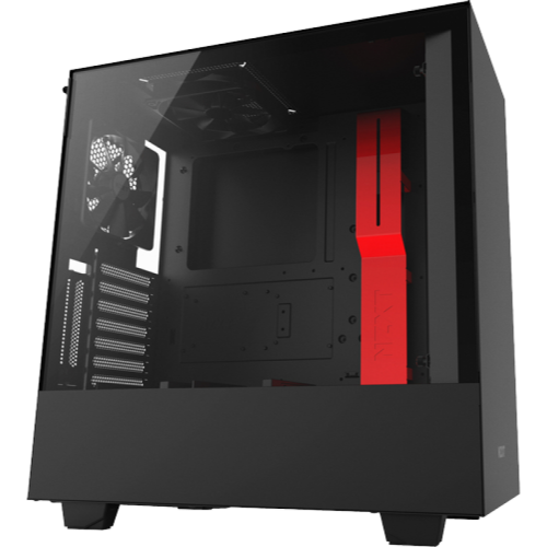Gabinete Gamer NZXT H500I, Mid Tower, Com 2 Fans, Vidro Temperado, Black-Red, Sem Fonte, CA-H500W-BR