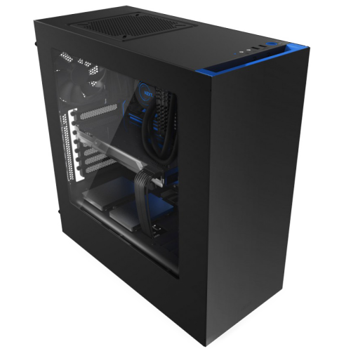 Gabinete Gamer NZXT S340, Mid Tower, Com 2 Fans, Vidro Temperado, Black-Blue, Sem Fonte, CA-S340MB-GB