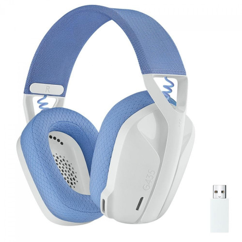 Headset Gamer Logitech G435, Lightspeed, Wireless, Bluetooth, Sem Fio, USB, Drivers de 40mm, White, 981-001073