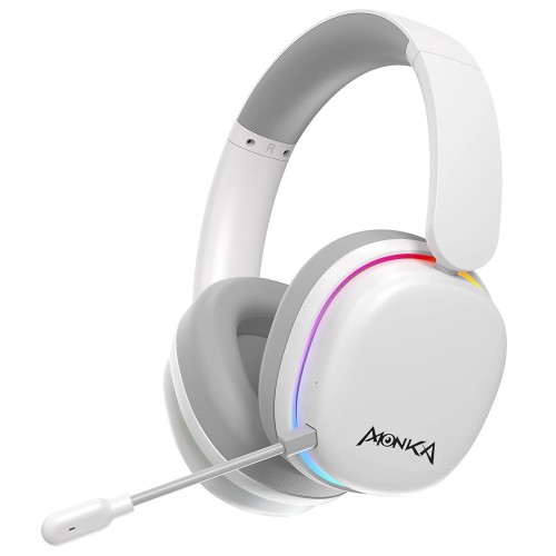 Headset Gamer Marvo Monka Echo RS HG9070W, RGB, Bluetooth 5.2, Drivers 50mm, Branco, HG9070W - Open Box