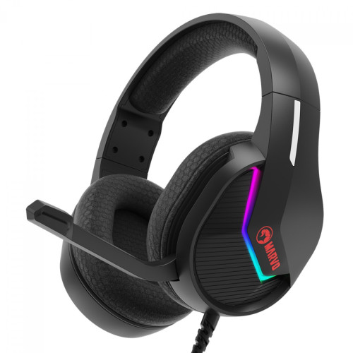 Headset Gamer Marvo, RGB, USB, Drivers de 50mm, Black, H8618 BK