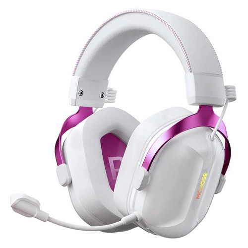 Headset Gamer MCHOSE S9, RGB, 3-Mode, Wireless, Bluetooth, USB, Drivers de 50mm, Microfone Destacável, White, MC-S9-2