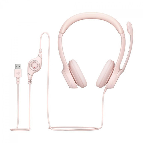 Headset Logitech H390, USB, Rosa, 981-001280