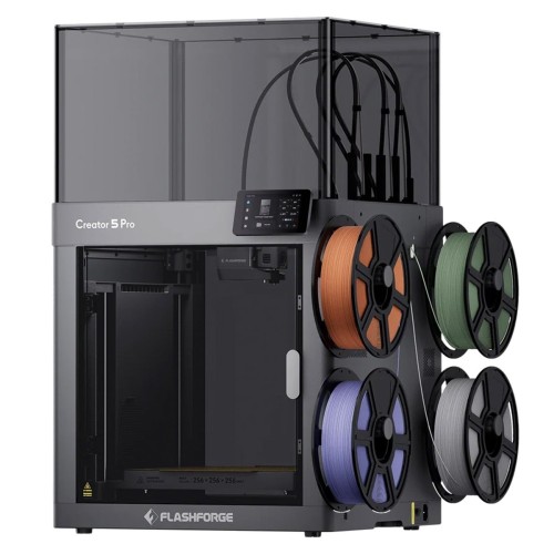 Impressora 3D Flashforge Creator 5 Pro, 4 Cabeçotes, Bivolt Manual, Fechada, Multicolorida, Área de Impresão 256x256x256mm, 600mm/s, 10001104001