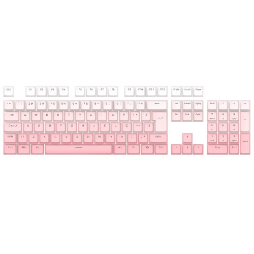 Keycaps Redragon A139 PT, ABNT2, 106 Teclas, Degradê Branco e Rosa