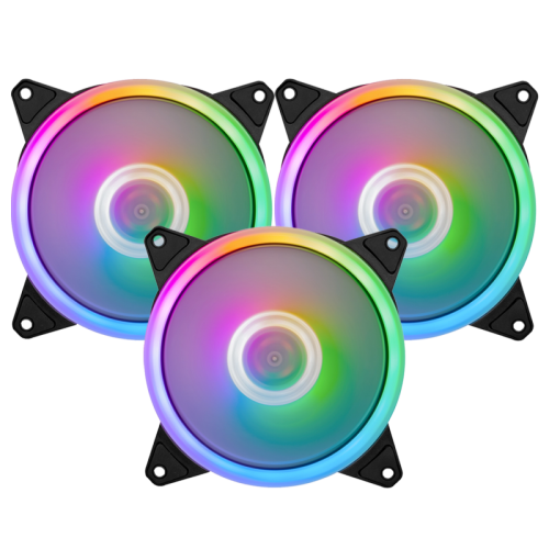 Kit Fan com 3 Unidades 1STPLAYER M1 120mm, RGB, Black, M1