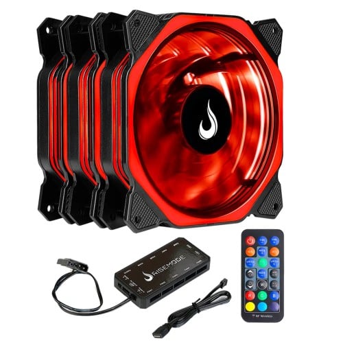 Kit Fan com 3 Unidades Rise Mode Aura, 3x120mm, RGB com Controle Remoto, 1650 RPM, Preto, RM-AU-02-RGB