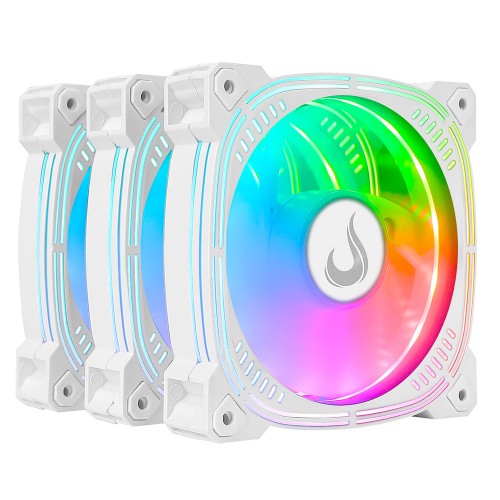 Kit Fan Rise Mode Frost Pro, Com 3 Unidades, ARGB, 120mm, Branco, RM-CF-02-ARGB