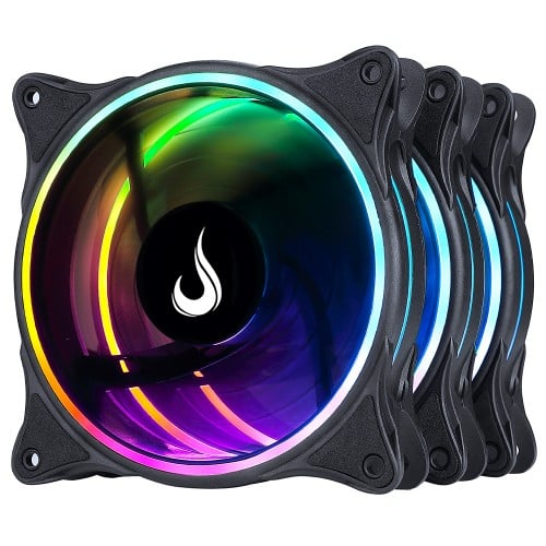 Kit Fan com 3 Unidades Rise Mode Laser, ARGB, 120mm, Com Controladora, PWM, Preto, RM-RGB-05-5V