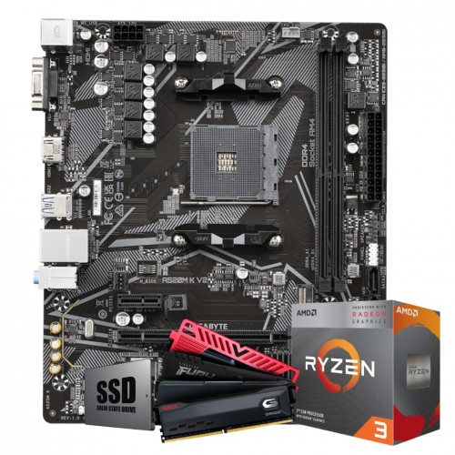 Kit Upgrade, AMD Ryzen 3200G, Placa Mãe Chipset A520, SSD