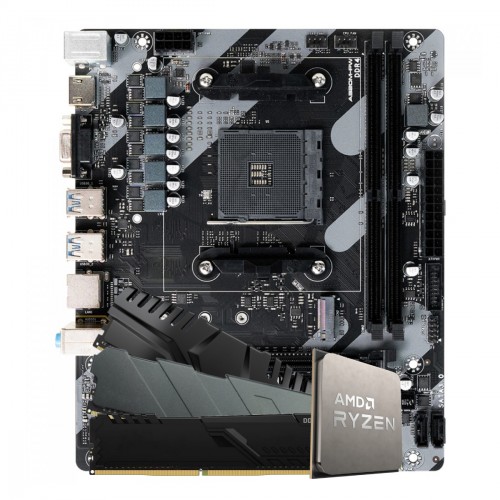 Kit Upgrade, AMD Ryzen 5 3400G + Placa Mãe Chipset A320 + Memória DDR4 16GB