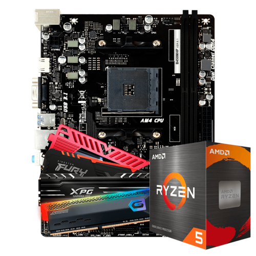 Kit Upgrade, AMD Ryzen 5 4600G, Placa Mãe Biostar B450MHP, Memória