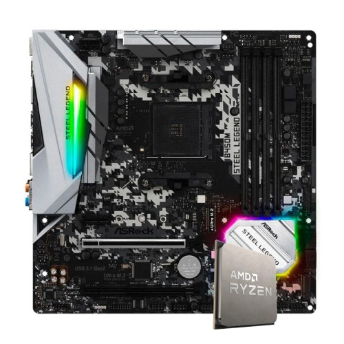 Kit Upgrade AMD Ryzen 5 5500F + Placa Mãe ASRock B450M Steel Legend