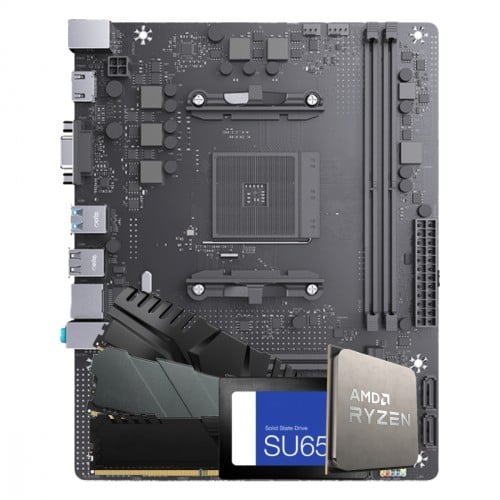 Kit Upgrade, AMD Ryzen 5 5600GT + Placa Mãe Chipset B450 + SSD 512GB + Memória 16GB (2X8GB) DDR4