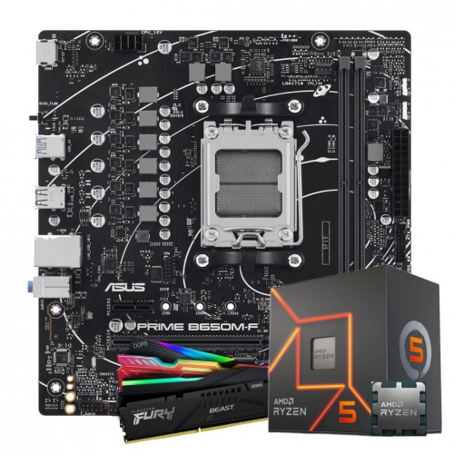 Kit Upgrade, AMD Ryzen 5 8500G, Placa Mãe Asus PRIME B650M-F Kit Upgrade, AMD Ryzen 5 8500G, Placa Mãe Asus PRIME B650M-F