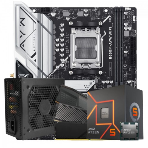 Kit Upgrade, AMD Ryzen 5 8600G + Placa Mãe Chipset B650 DDR5 + Fonte 650w + Memória 16GB DDR5