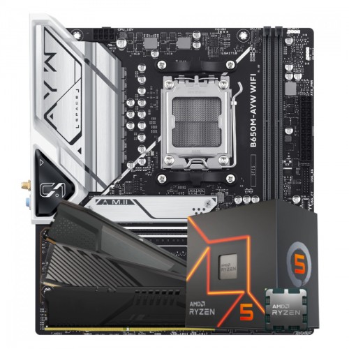 Kit Upgrade, AMD Ryzen 5 8600G + Placa Mãe Chipset B650 DDR5 + Memória 16GB DDR5