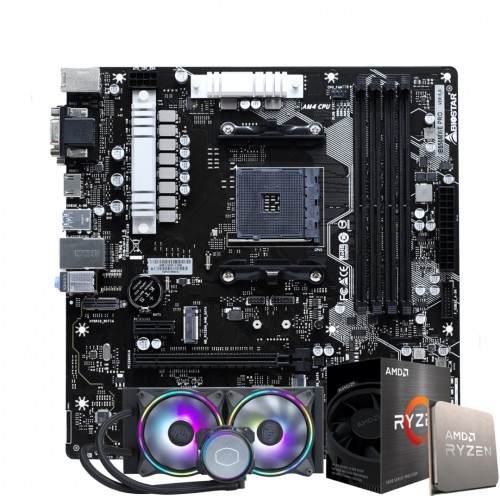 5700X3D マザーボード メモリ SSD 簡易水冷 セット Kit Upgrade, AMD Ryzen 7 5700X3D, Placa Mãe Chipset B550, Cooler 240mm