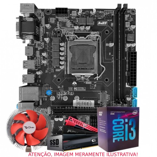 Kit Upgrade, Intel Core i3 8100, Placa Mãe Chipset H310, SSD 240GB