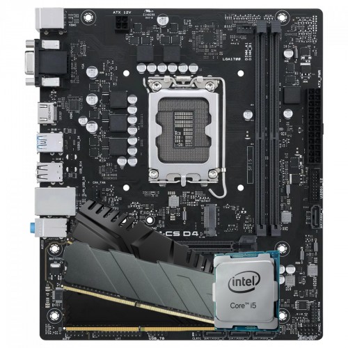 Kit Upgrade, Intel Core i5 14400 + Placa Mãe Chipset H610 + Memória DDR4 16GB (2X8GB) 3200MHz