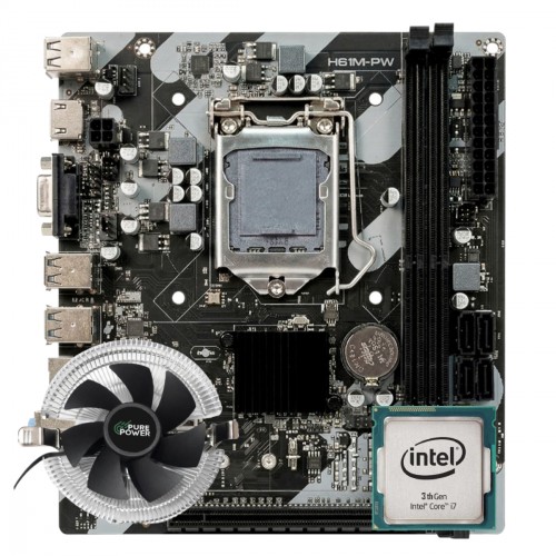 Kit Intel Core i7 3.40GHz + Placa Mãe Chipset H61 + Cooler