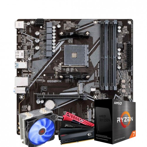 Kit Upgrade, Ryzen 7 5800X3D, Placa Mãe Chipset B550, Memória DDR4 8GB