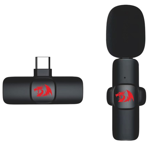 Microfone de Lapela Redragon Athan, Wireless, USB Tipo-C, Preto, GM93