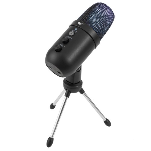 Microfone Gamer Havit GK51, RGB, USB/3.5mm, Cardióide, Preto