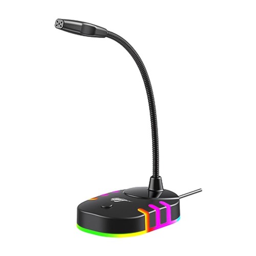 Microfone Gamer Havit GK58B, RGB, USB, Preto