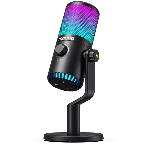 Microfone Gamer Maono DM30, RGB, USB, Condensador, Preto