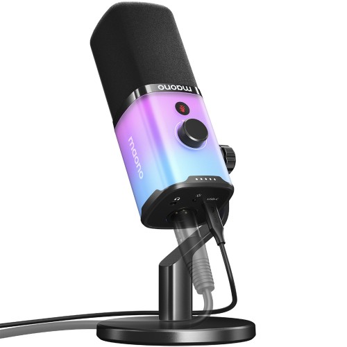 Microfone Gamer Maono PD100X, RGB, USB/XLR, Preto