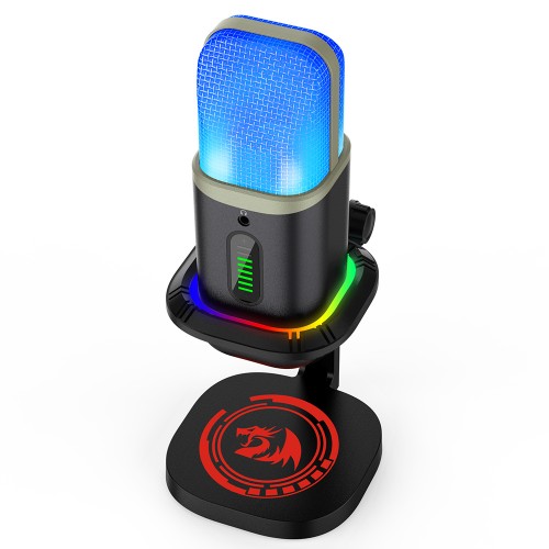 Microfone Gamer Redragon Echowave, RGB, Condensador, USB Tipo-C, Preto, GM305 - Open Box