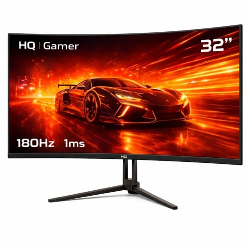 Monitor Gamer HQ Ultra, 32 Pol, Curvo, Quad HD, 2560x1440, VA, 180Hz, 1Ms, HDR, FreeSync, HDMI/DP, Preto, HQ32C180