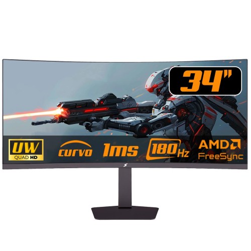 Monitor Gamer SuperFrame Enterprise, 34 Pol, Curvo, UltraWide Quad HD, VA, 1ms, 180Hz, Free-Sync/G-Sync, SF-MN-ETP34QUVCD2C